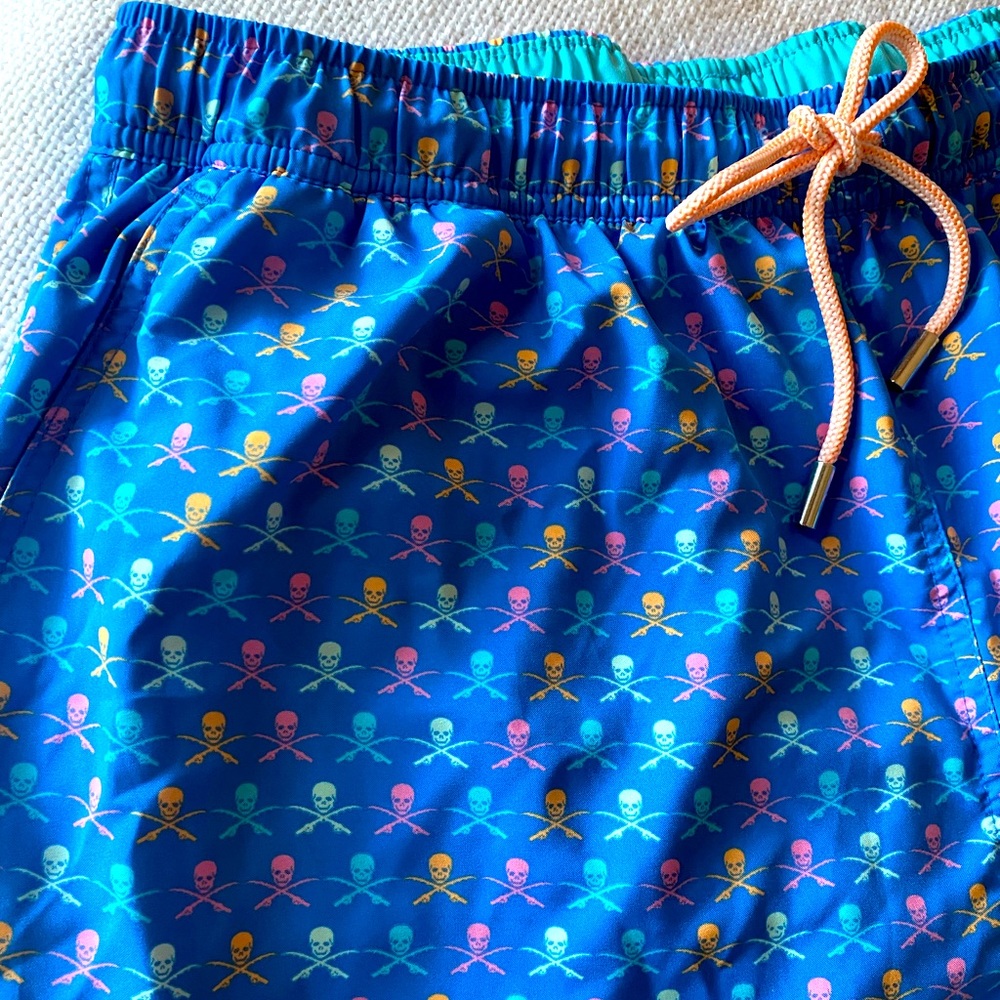 Peter Millar skull & fishing poles swim trunks